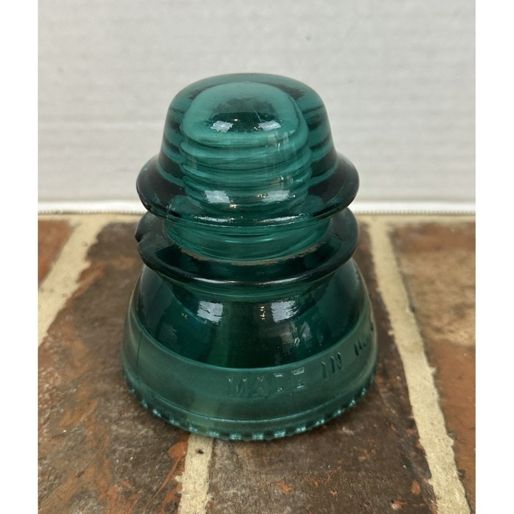 Vintage Antique Hemingray No.42 Blue/Aqua/Green Glass Insulator -Made in the USA